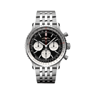 Breitling Navitimer B01 Chronograph 43 Black Dial Silver Steel Strap Watch for Men - AB0138211B1A1