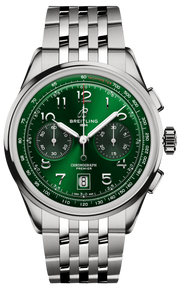Breitling Premier B01 Chronograph 42 Green Dial Silver Steel Strap Watch for Men - AB0145371L1A1