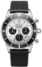 Breitling Superocean Heritage B01 Chronograph 44 Silver Dial Black Mesh Bracelet Watch for Men - AB0162121G1S1