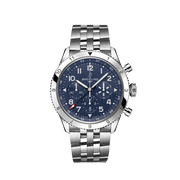 Breitling Super Avi B04 Chronograph GMT 46 Tribute to Vought F4U Corsair Blue Dial Silver Steel Strap Watch for Men - AB04451A1C1A1