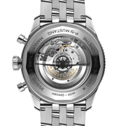 Breitling Super Avi B04 Chronograph GMT 46 P-51 Mustang Black Dial Silver Steel Strap Watch for Men - AB04453A1B1A1