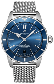 Breitling Superocean Heritage B20 Automatic 44 Blue Dial Silver Mesh Bracelet Watch for Men - AB2030161C1A1