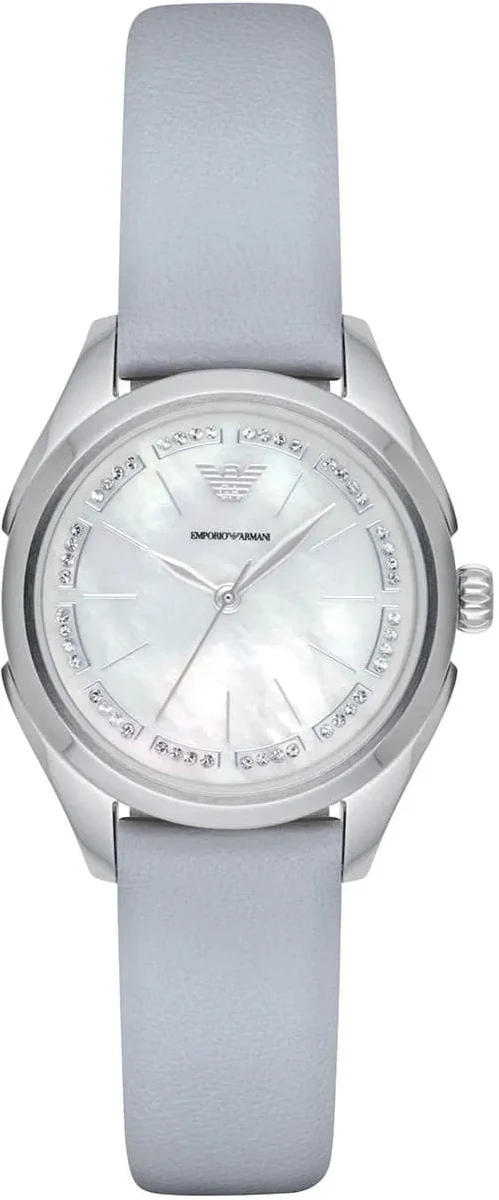 Emporio Armani Valeria Mother of Pearl Dial Blue Leather Strap Watch for Women - AR11032