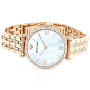 Emporio Armani Gianni T-Bar Mother of Pearl White Dial Two Tone Steel Watch for Women - AR11294