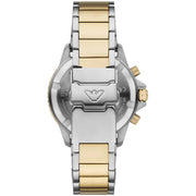 Emporio Armani World Explorer Solar Powered Chronograph Black Dial Two Tone Steel Strap Watch for Men - AR11680