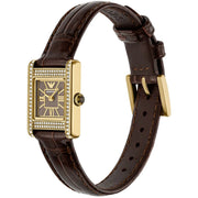 Emporio Armani Gianni T-Bar Brown Dial Brown Leather Strap Watch for Women - AR11705