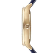 Emporio Armani Alpha Medium Blue Dial Blue Leather Strap Watch for Men - AR1848