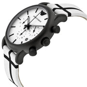 Emporio Armani Luigi Large Chronograph White Dial Two Tone Fabric Strap Watch for Men- AR1859