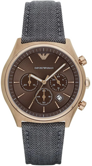 Emporio Armani Zeta Chronograph Brown Dial Gray Fabric Strap Watch for Men - AR1976