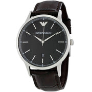 Emporio Armani Renato Large Black Dial Brown Leather Strap Watch for Men - AR2480