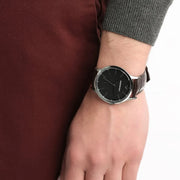 Emporio Armani Renato Large Black Dial Brown Leather Strap Watch for Men - AR2480