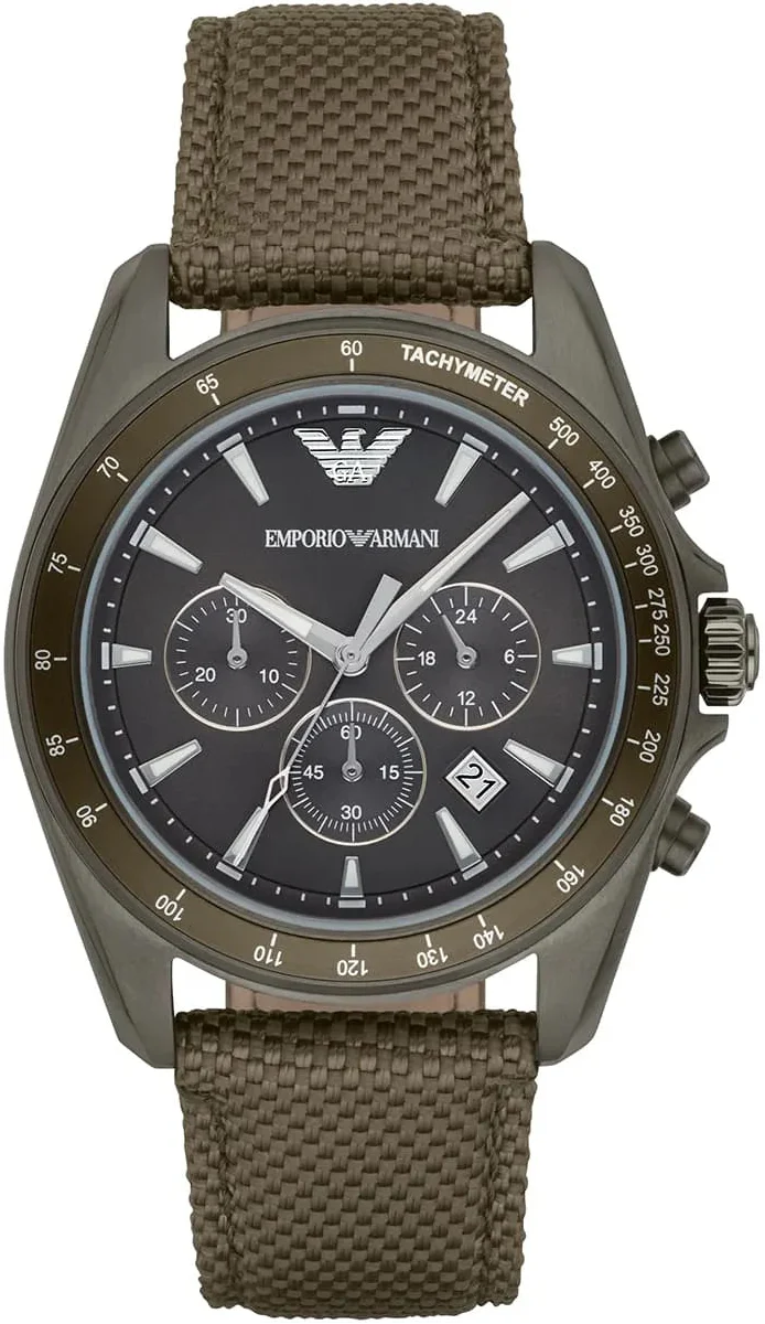 Emporio Armani Sigma Chronograph Gray Dial Green Nylon Strap Watch for Men - AR6130