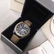 Emporio Armani Sigma Chronograph Gray Dial Green Nylon Strap Watch for Men - AR6130
