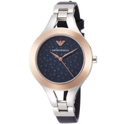 Emporio Armani Chiara Two Tone Dial Black Leahter Strap Watch for Women  - AR7436