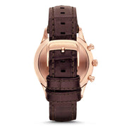 Emporio Armani Classic Chronograph Burgundy Dial Brown Leather Strap Watch For Men - AR1890
