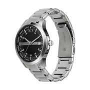 Armani Exchange Hampton Chronograph Black Dial Silver Steel Strap Watch For Men - AX2103