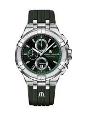 Maurice Lacroix Aikon Chronograph Green Dial Green Rubber Strap Watch for Men  - AI1018-SS000-630-5
