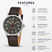 Lacoste Vienna Blue Dial Brown Leather Strap Watch for Men - 2011046