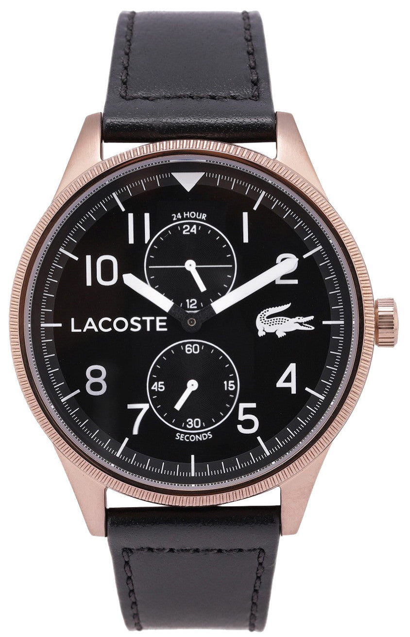 Lacoste Continental Black Dial Black Leather Strap Watch for Men - 2011042