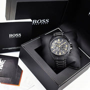 Hugo Boss Driver Chronograph Black Dial Black Steel Strap Watch for Men - 1513277