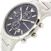 Emporio Armani Renato Chronograph Blue Dial Silver Steel Strap Watch For Men - AR11164