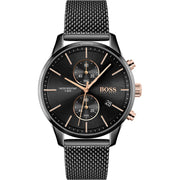 Hugo Boss Associate Chronograph Black Dial Black Mesh Bracelet Watch for Men - 1513769
