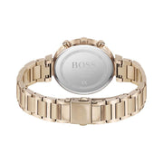 Hugo Boss Flawless Chronograph Silver Dial Rose Gold Steel Strap Watch for Women -1502531