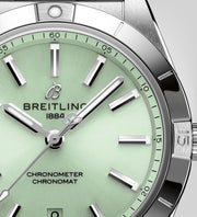 Breitling Chronomat Automatic 36 Green Dial Silver Steel Strap Watch for Women - A10380101L1A1