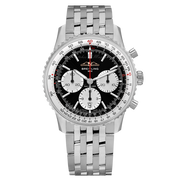 Breitling Navitimer B01 Chronograph 43 Black Dial Silver Steel Strap Watch for Men - AB0138211B1A1