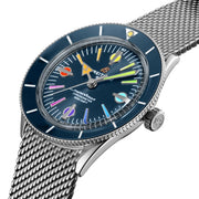 Breitling Superocean Heritage '57 Special Edition II Blue Dial Silver Mesh Bracelet Watch for Men - A103702A1C1A1