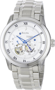 Bulova BVA Series Dual Aperture Silver Dial Silver Steel Strap Watch for Men - 96A118