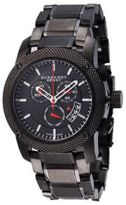 Burberry Sport Chronograph Black Dial Black Steel Strap Watch for Men - BU7703