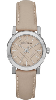 Burberry The City Beige Dial Beige Leather Strap Watch for Women - BU9207
