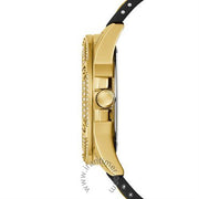 Guess Queen Quartz Gold Dial Black Silicone Strap Watch For Women - GW0536L3