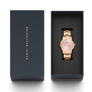 Daniel Wellington Iconic Link Pink Dial Rose Gold Steel Strap Watch For Women - DW00100335