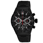 Tag Heuer Carrera Chronograph Steel & Ceramic Black Dial Black Rubber Strap Watch for Men - CBG2090.FT6145