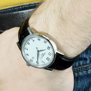 Tissot T Classic Carson White Dial Black Leather Strap Watch for Men - T085.410.16.013.00