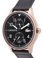 Lacoste Continental Black Dial Black Leather Strap Watch for Men - 2011042