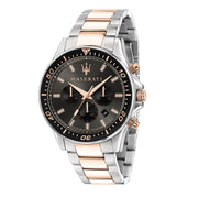 Maserati SFIDA Chronograph Black Dial Two Tone Steel Strap Watch For Men - R8873640002