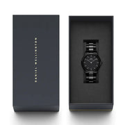 Daniel Wellington Iconic Link Ceramic Black Dial Black Steel Strap Watch For Women - DW00100414