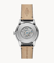 Fossil Townsman Skeleton Black Dial Black Leather Strap Watch for Men - ME3153