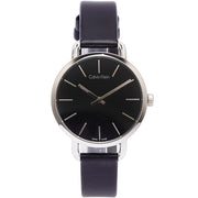 Calvin Klein Even Black Dial Black Leather Strap Watch for Women - K7B231C1