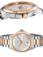 Gucci G Timeless Silver Dial Two Tone Steel Strap Watch For Men - YA126473