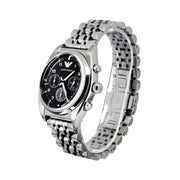 Emporio Armani Franco Black Dial Silver Steel Strap Watch For Men - AR0373
