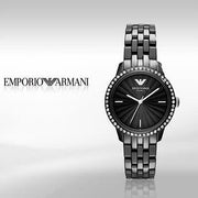 Emporio Armani Ceramica Crystals Black Dial Black Ceramic Strap Watch For Women - AR1478