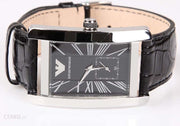 Emporio Armani Black Dial Black Leather Strap Watch For Men - AR0143