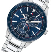 Tommy Hilfiger Austin Blue Dial Silver Steel Strap Watch for Men - 1791640