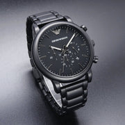 Emporio Armani Luigi Chronograph Black Dial Black Steep Strap Watch For Men - AR11045