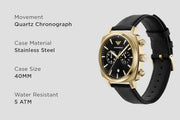 Emporio Armani Ruggero Chronograph Black Dial Black Leather Strap Watch for Men - AR11690