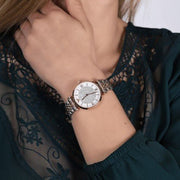 Emporio Armani Gianni T Bar White Dial Two Tone Steel Strap Watch For Women - AR1926